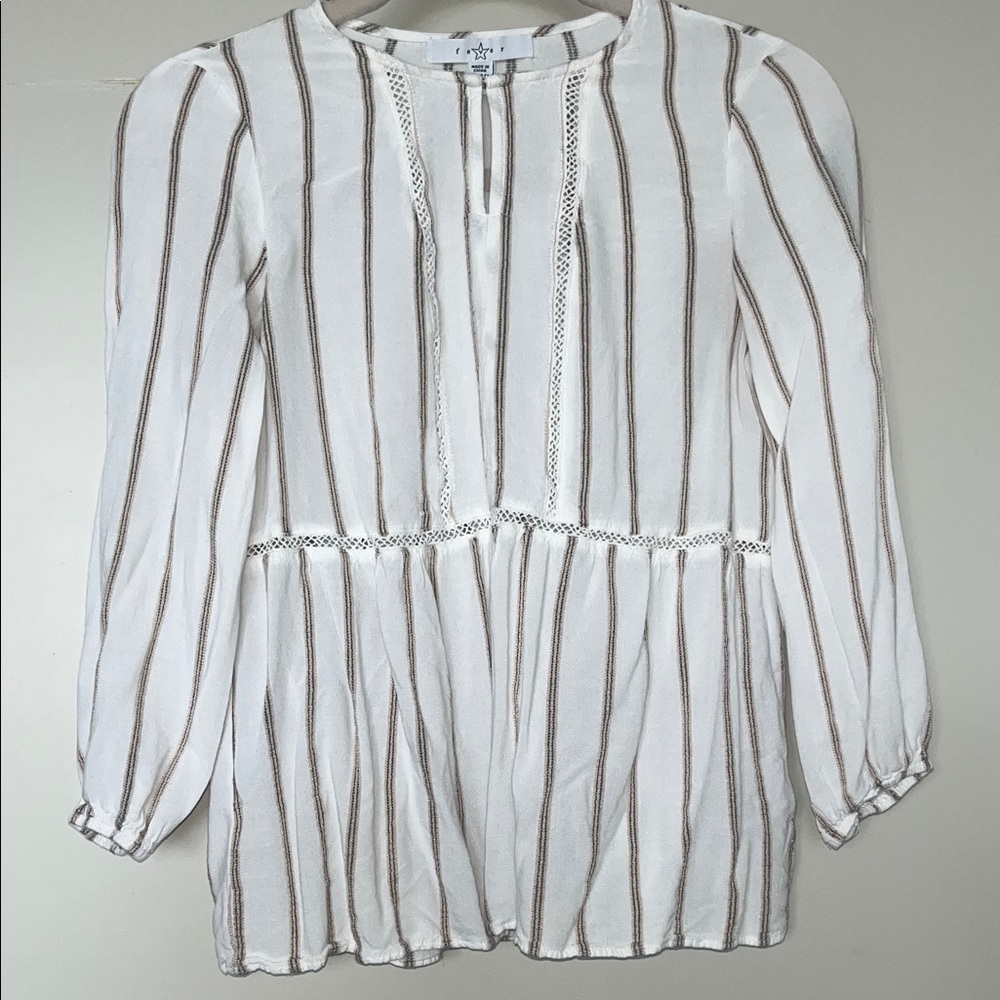 Striped 3/4 Sleeve Length Blouse